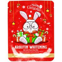 Mavellin Отбеливающая тканевая маска для лица в новогоднем дизайне Arbutin Whitening Facial Mask 25 г.
