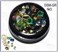 Дизайн Стразы микс в банке №3 Зеленый