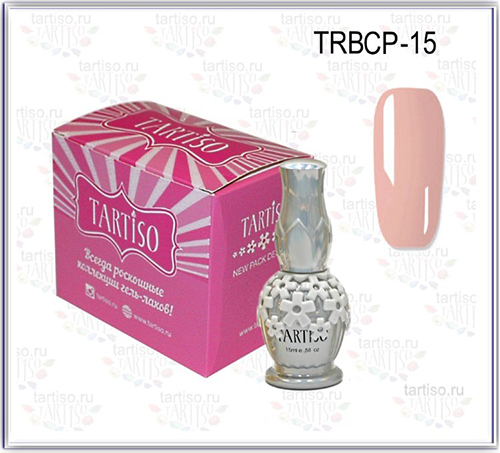 TARTISO Каучуковая база RUBBER BASE COVER SHIMMER PINK 15 мл. TRBSP-15