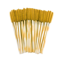 Щеточки для бровей и ресниц двухцветные желтые 50 шт.