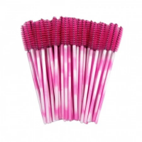 Щеточки для бровей и ресниц двухцветные темно-розовые 50 шт.