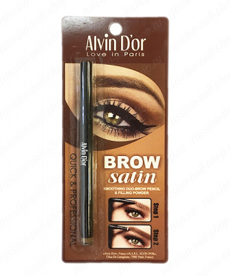 Дуэт для бровей Alvin Dor карандаш+пудра BROW SATIN P-5 (тон 01 Medium brown)