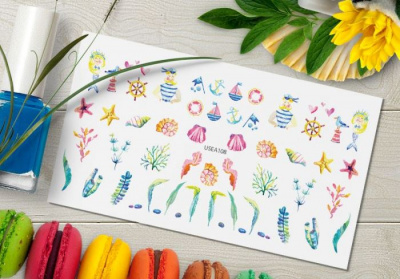 MALGRAT Nails Слайдер-дизайн ЦВЕТНЫЕ СЛАЙДЕРЫ НА ЛЮБОЙ ФОН Море USEA108