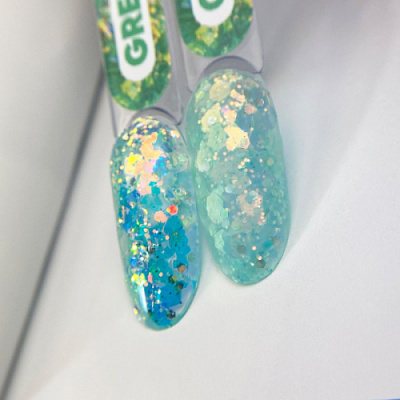 Patrisa Nail Гель для дизайна с глиттером KOREAN GEL Green 5 гр. AE102