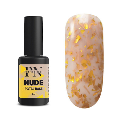 Patrisa Nail POTAL Nude base каучуковая база нюд с золотой с поталью 8 мл. B507 Patrisa Nail POTAL Nude base каучуковая база нюд с золотой с поталью 8 мл. B507