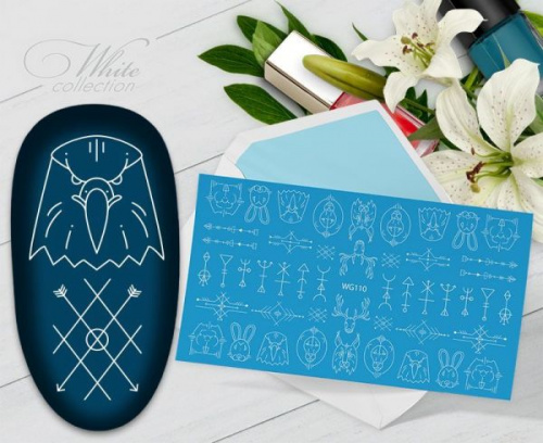 MALGRAT Nails Слайдер-дизайн БЕЛЫЕ СЛАЙДЕРЫ Белая геометрия WG110