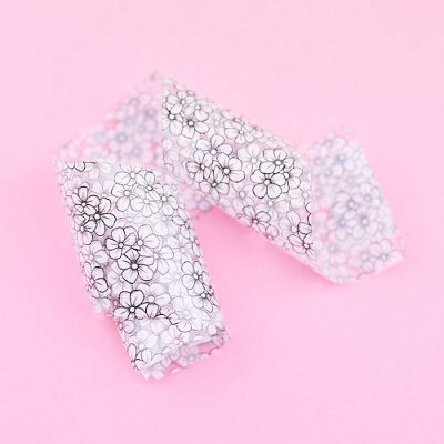 Фольга для литья 59 Цветы ситец черно-белый глянец Patrisa Nail NG48