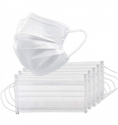 Маска медицинская трехслойная одноразовая нестерильная Россия Белая 50 шт./уп.