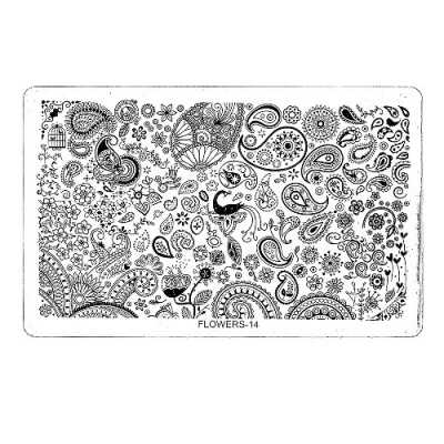 Трафарет металлический для стемпинга большой - Пейсли (в индивидуальной упаковке) FL-14