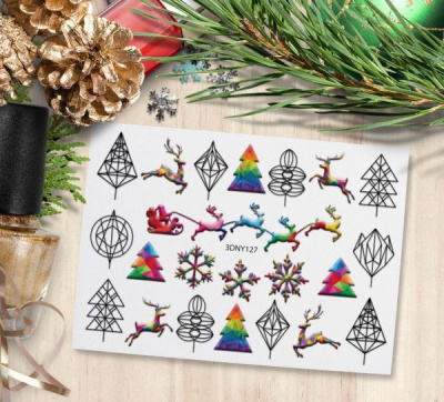 MALGRAT Nails 3D Слайдер-дизайн ОБЪЕМНЫЕ 3D СЛАЙДЕРЫ 3D Новый год 3DNY127