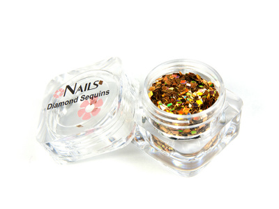 Глиттер Nails квадр.банка Y1BK201 ромб 3 мм. Золото голография 2