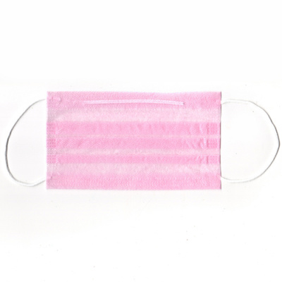 Маска одноразовая трехслойная с носовым фиксатором розовая тонкая 50 шт./уп. MAS-50CP