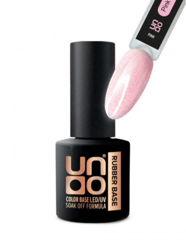 UNO Гель-лак базовый светоотражающий Rubber Color Base Gel Pink 8 г. UBGRRFP