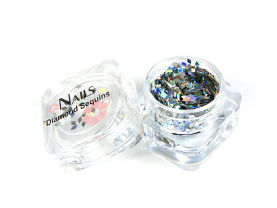 Глиттер Nails квадр.банка Y1BK200 ромб 3 мм. Серебро голография 2