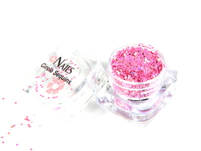 Глиттер Nails квадр.банка Y1BK106 круглые 1 мм. Розовые голография 1