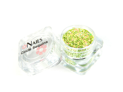 Глиттер Nails квадр.банка Y1BK104 круглые 1 мм. Салатовые голография 1