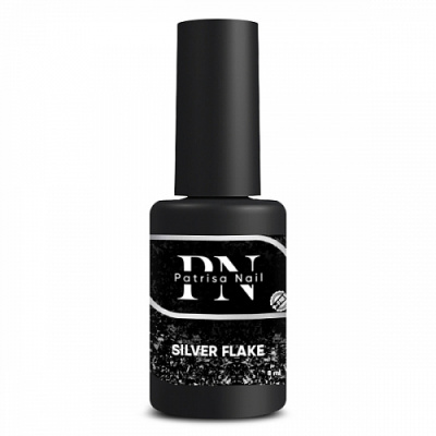 Patrisa Nail Топ глянцевый Silver Flake с серебряными хлопьями без липкого слоя 8 мл. BP84