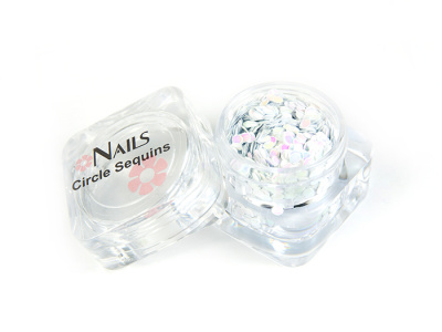 Глиттер Nails квадр.банка Y1BK103 круглые 2 мм. Белые голография 1