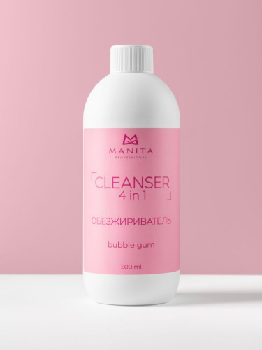 MANITA Professional Жидкость Обезжириватель для ногтей универсальный 4 в 1 BUBBLE GUM 500 мл.