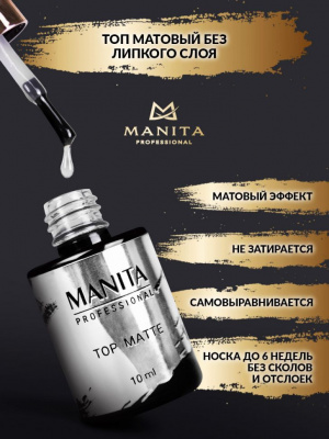 MANITA Professional Топ MATTE матовый без липкого слоя 10 мл. MANITA Professional Топ MATTE матовый без липкого слоя 10 мл.