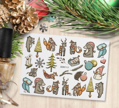 MALGRAT Nails 3D Слайдер-дизайн ОБЪЕМНЫЕ 3D СЛАЙДЕРЫ 3D Новый год 3DNY117