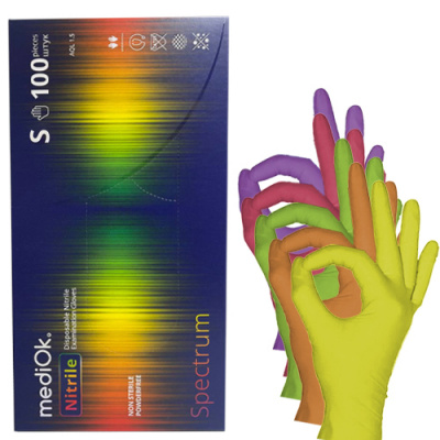 Перчатки нитриловые MediOk размер M SPECTRUM (МИКС 5 ЦВЕТОВ) 100 шт./уп. Перчатки нитриловые MediOk размер M SPECTRUM (МИКС 5 ЦВЕТОВ) 100 шт./уп.