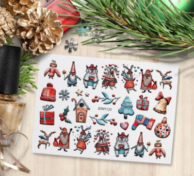 MALGRAT Nails 3D Слайдер-дизайн ОБЪЕМНЫЕ 3D СЛАЙДЕРЫ 3D Новый год 3DNY125