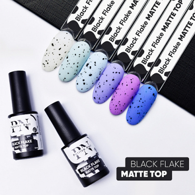 Patrisa Nail Топ матовый Black Flake с черными хлопьями 8 мл. BP71 Patrisa Nail Топ матовый Black Flake с черными хлопьями 8 мл. BP71