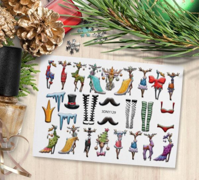 MALGRAT Nails 3D Слайдер-дизайн ОБЪЕМНЫЕ 3D СЛАЙДЕРЫ 3D Новый год 3DNY129