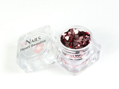 Глиттер Nails квадр.банка Y1BK406 сердце 3 мм. Светло-розовый 5