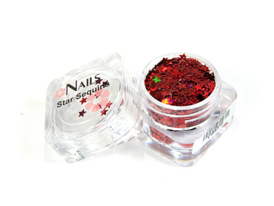 Глиттер Nails квадр.банка Y1BK510 звезда 3 мм. Красный голография 8