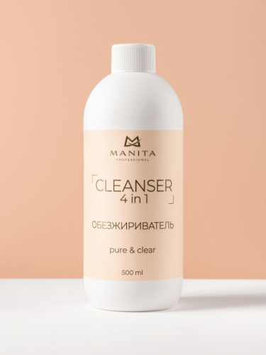 MANITA Professional Жидкость Обезжириватель для ногтей универсальный 4 в 1 PURE, CLEAR 500 мл.