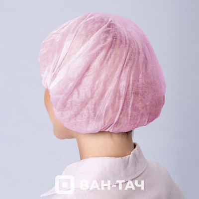 ONE TOUCH Шапочка Шарлотка Спанбонд Розовый 100 шт./уп. 04-670