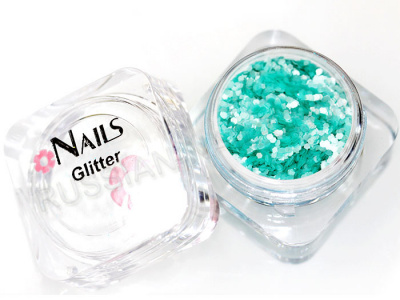 Глиттер Nails квадр.банка Y1BV094 круглые 2 мм. Мятный