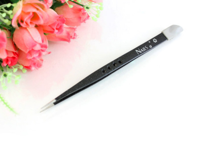 Пинцет Nails двухсторонний острый Y1BF73B черный