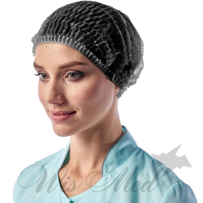 Шапочка Шарлотта, черная, нетканая 100 шт./уп.