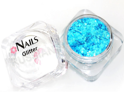 Глиттер Nails квадр.банка Y1BV099 круглые 2 мм. Голубой
