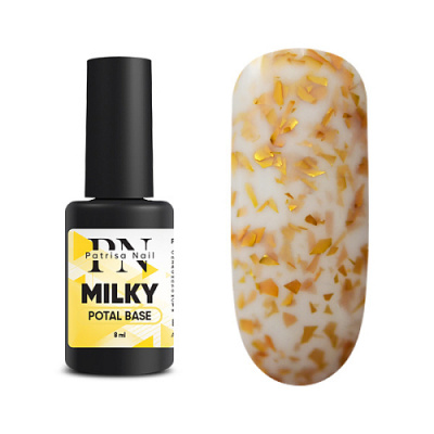 Patrisa Nail POTAL Milky base каучуковая молочная база с золотой поталью 8 мл. B505 Patrisa Nail POTAL Milky base каучуковая молочная база с золотой поталью 8 мл. B505