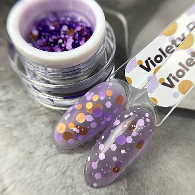 Patrisa Nail Гель для дизайна с крупным глиттером BUBBLE GEL Violety 5 гр. BD154