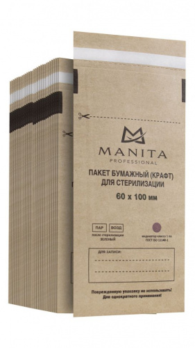 MANITA Professional Крафт-пакет бумажный КРАФТ для стерилизации 60x100 100 шт./уп.