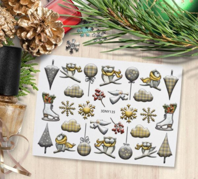 MALGRAT Nails 3D Слайдер-дизайн ОБЪЕМНЫЕ 3D СЛАЙДЕРЫ 3D Новый год 3DNY135