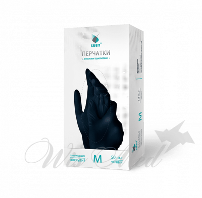 SAFETY Перчатки виниловые размер L Черные 100 шт./уп.