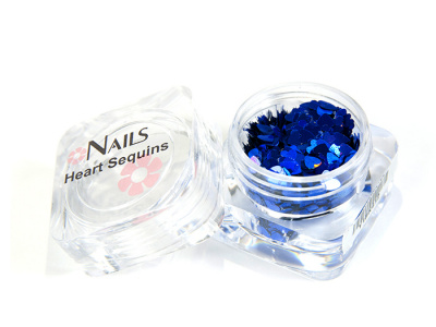 Глиттер Nails квадр.банка Y1BK412 сердце 3 мм. Синий голография 6