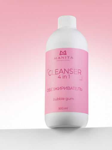 MANITA Professional Жидкость Обезжириватель для ногтей универсальный 4 в 1 BUBBLE GUM 500 мл.