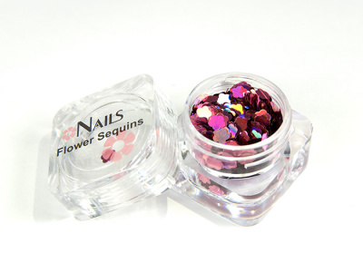 Глиттер Nails квадр.банка Y1BK314 цветок 4 мм. Светло-розовый голография 4