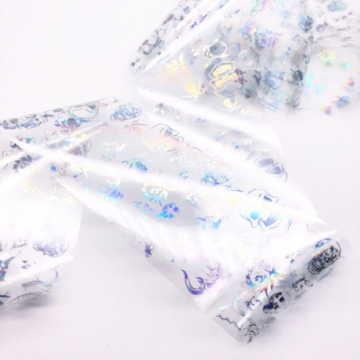 Фольга переводная ZOO Хром Голография черепа 4х50 см. 1466