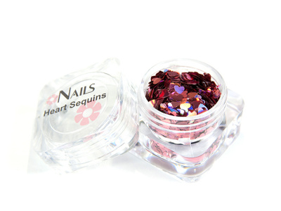 Глиттер Nails квадр.банка Y1BK414 сердце 3 мм. Светло-розовый голография 6