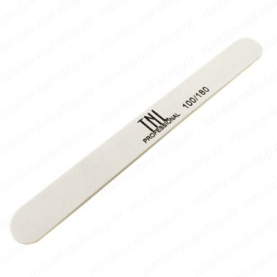 TNL Пилка для ногтей тонкая 100/180 улучшенное качество белая в индивидуальной упаковке (деревянная основа) 903541