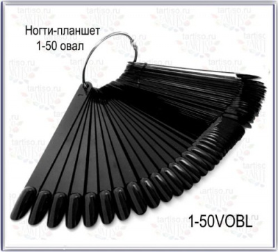 Палитра-веер 50 мест черная ОВАЛ на кольце 1-50VOBL