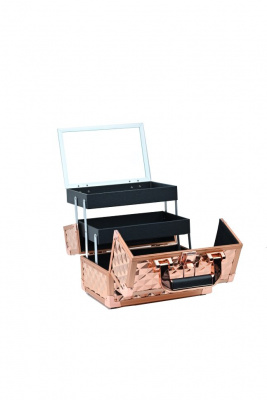 TARTISO Бьюти-кейс БРОНЗОВЫЙ с зеркалом 23x16x18 cм. TARTISO Бьюти-кейс БРОНЗОВЫЙ с зеркалом 23x16x18 cм.